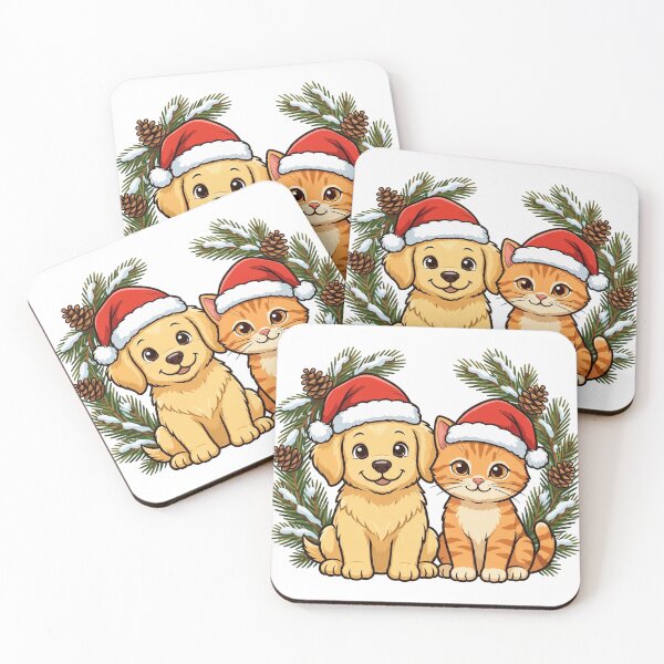 Item preview, Merry Christmas Dog and Cat | Cute Pets Holiday Shirt designed and sold by Huellamor.