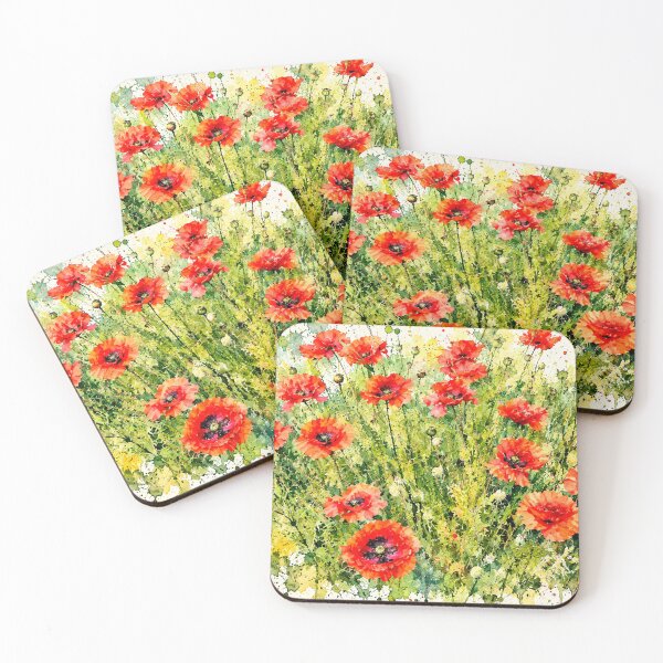 Item preview, Wild Poppies, Fiery Red Watercolour  designed and sold by Astute-Artio-Photography.