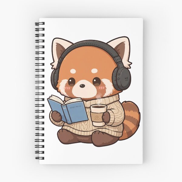 Item preview, Cute Red Panda Lofi Study Headphones Book designed and sold by Cyber Gold Studio.