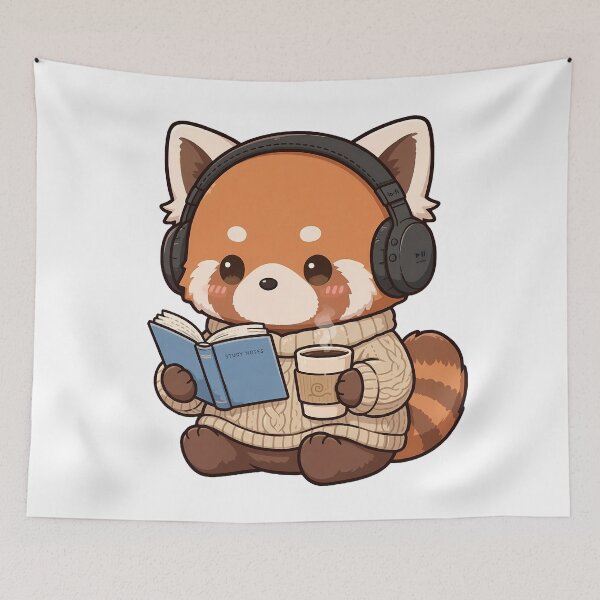 Item preview, Cute Red Panda Lofi Study Headphones Book designed and sold by Cyber Gold Studio.