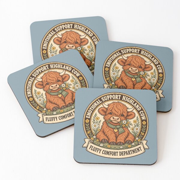Item preview, Emotional Support Highland Cow Fluffy Comfort Badge designed and sold by  MAD's Recreation Studio.