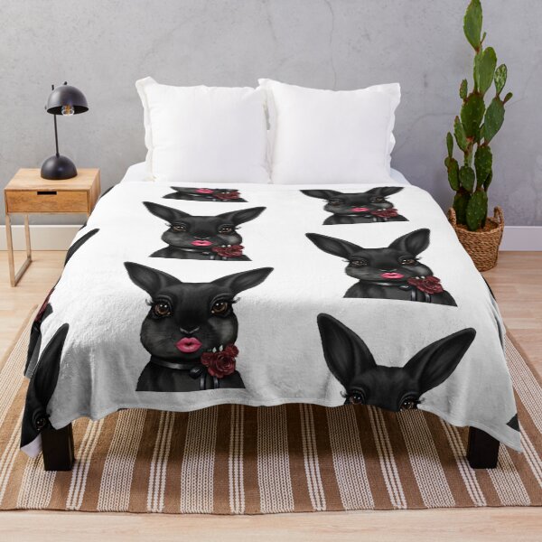 Item preview, Glamorous Black Bunny With Pink Lips And Roses Art designed and sold by MaRCAStro.