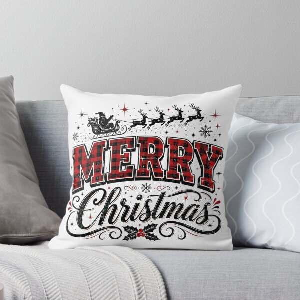 Item preview, Buffalo Plaid Merry Christmas with Santa Sleigh designed and sold by Pattern Arbor .