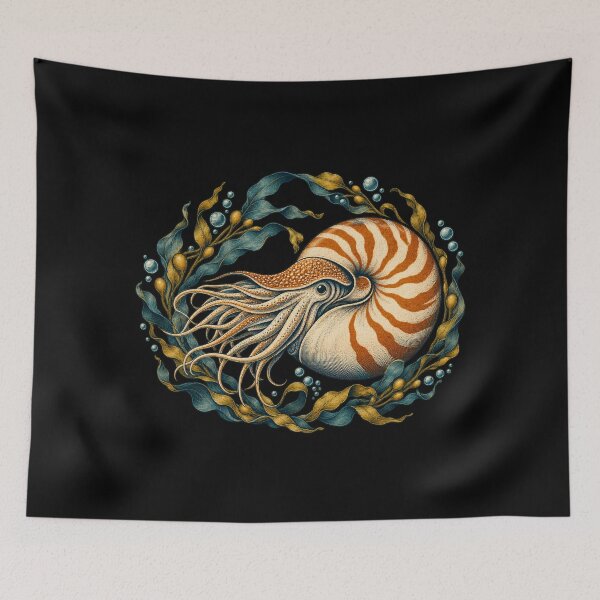 Item preview, Nautilus and Kelp Vintage Marine Illustration designed and sold by AMICO77.