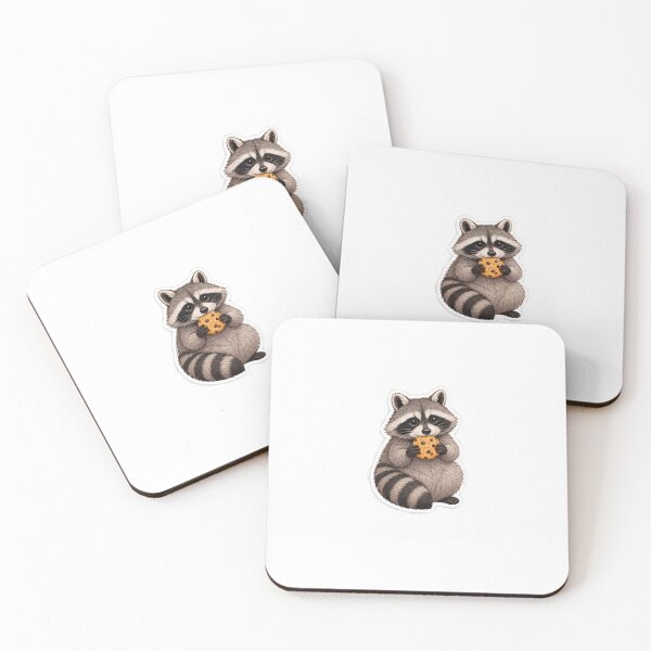Item preview, Cute Raccoon Eating Cookie Kawaii Illustration stiker designed and sold by fati-stor.