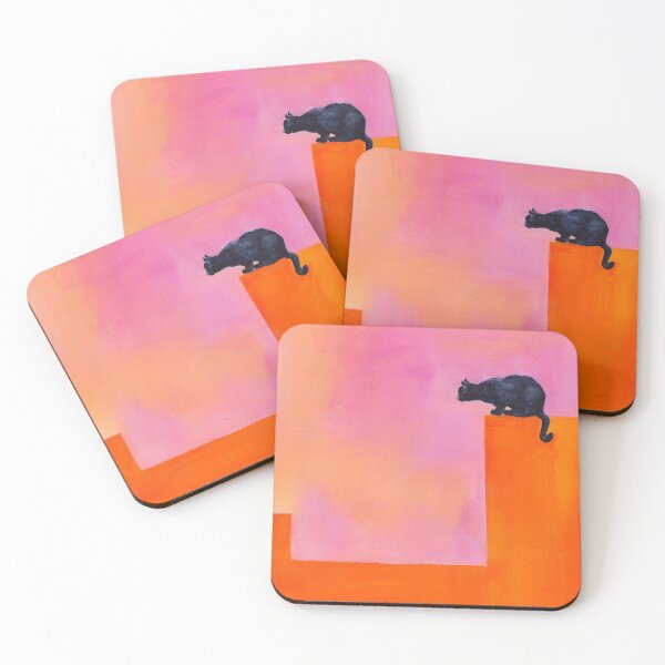 Item preview, Black cat on an orange wall, acrylic painting designed and sold by KarenKaspar.