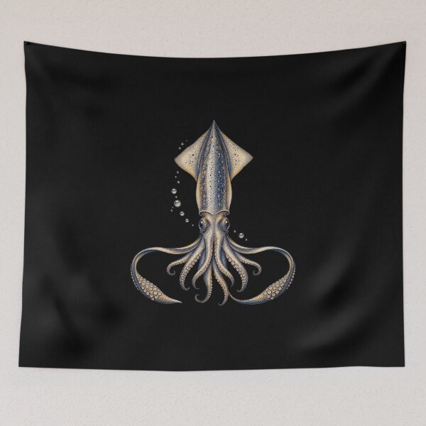 Item preview, Longfin Squid Vertical Ocean Engraving designed and sold by AMICO77.