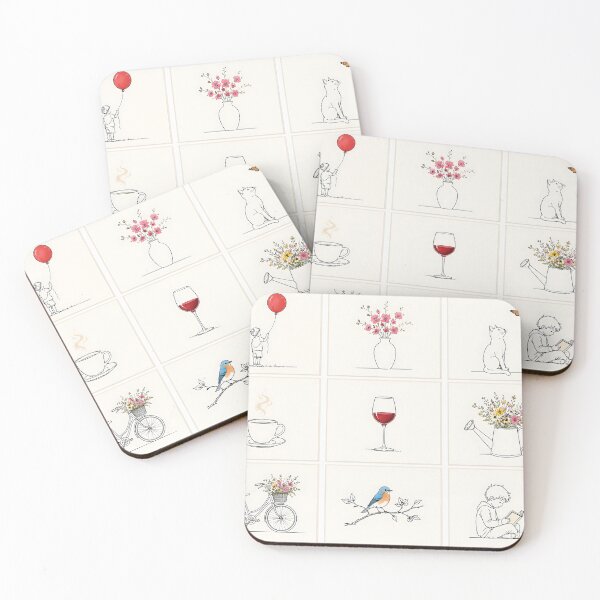 Item preview, Red flowers cat child bicycle wine coffee relax designed and sold by wezzybrezzy93.