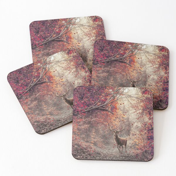 Item preview, Deer in a red forest – a warm autumn woodland scene on the wall designed and sold by Elianne Turennout.