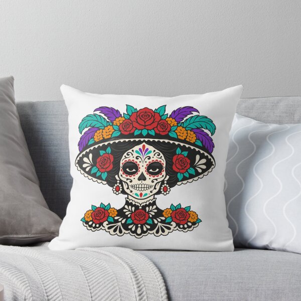 Item preview, Catrina Skull Elegant Flower Hat Portrait designed and sold by Inkworksbyshery.