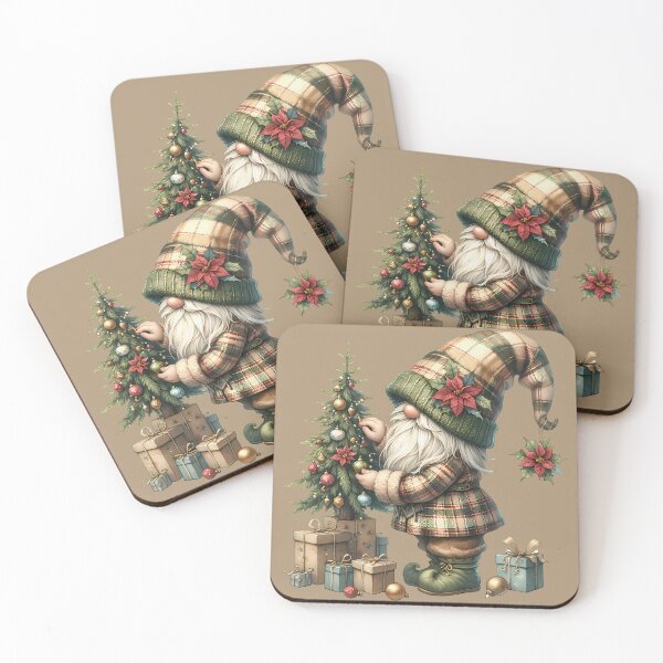 Item preview, Rustic Plaid Christmas Gnome Decorating a Tree designed and sold by Pattern Arbor .