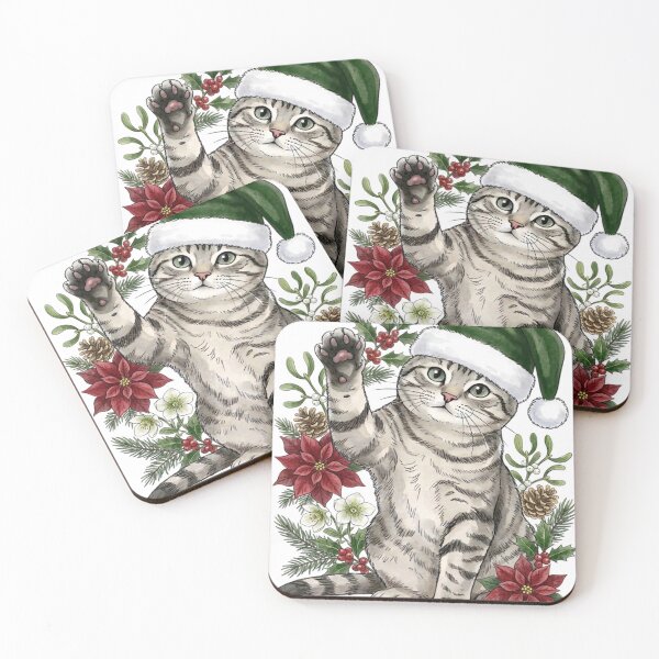 Item preview, Festive Tabby Cat with Christmas Flora designed and sold by BladiWChampion.