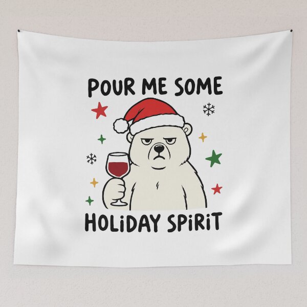 Item preview, Pour Me Some Holiday Spirit – Christmas Wine Bear designed and sold by BrainBubbleArt.