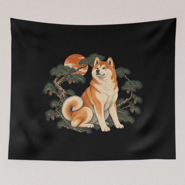 Item preview, Akita Inu in a Japanese Pine Circle designed and sold by AMICO77.