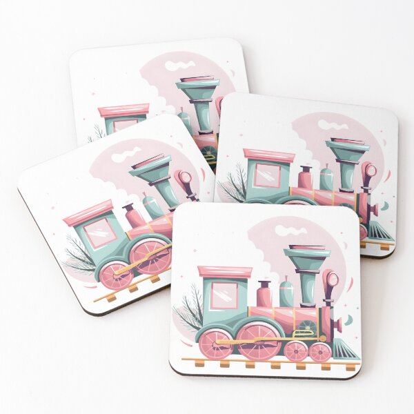 Item preview, Whimsical Pink and Teal Steam Train designed and sold by Pattern Arbor .