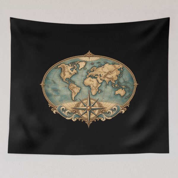 Item preview, Antique World Map Compass Rose Emblem designed and sold by AMICO77.