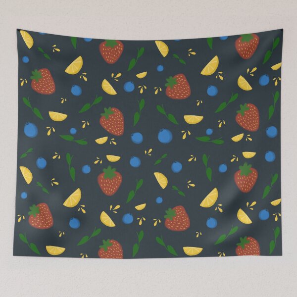 Item preview, Fruity strawberry, blueberry and lemon pattern  designed and sold by Soft rot studio.