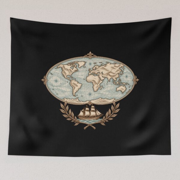 Item preview, Antique World Map Sailing Ship Ornament designed and sold by AMICO77.
