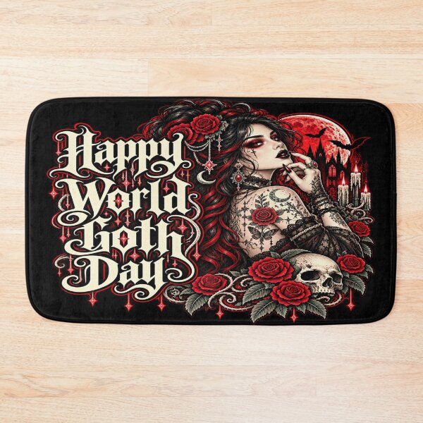 Item preview, Happy World Goth Day – Tattooed Gothic Woman with Skulls and Roses designed and sold by TheInkRaven.