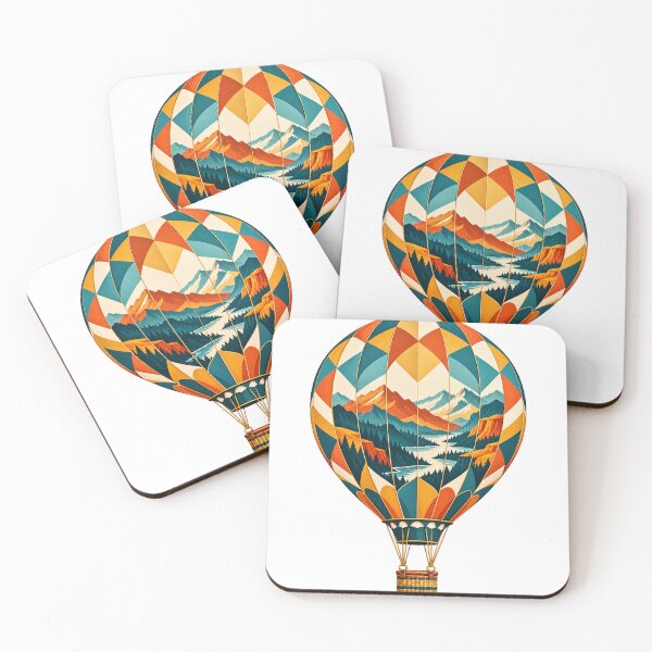 Item preview, Hot Air Balloon Mountain Landscape Geometric Art designed and sold by TeNovaStudio.