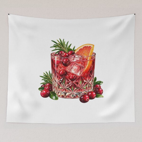 Item preview, Cranberry Mocktail Cut Glass Festive Drink Art designed and sold by TeNovaStudio.