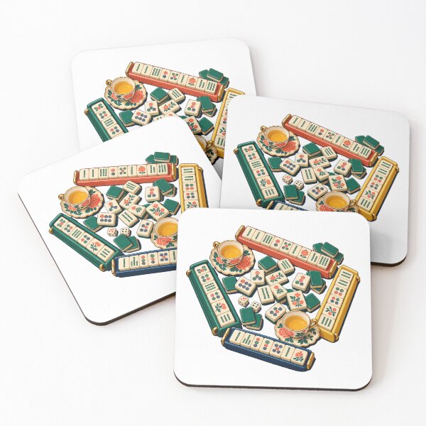 Item preview, Mahjong Game Night Colorful Tiles and Tea designed and sold by TeNovaStudio.