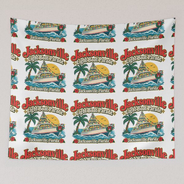 Item preview, Florida Holiday Lighted Yacht Christmas Lights Palm Tree Ocean Waves Red Hibiscus designed and sold by IRON WINGS /USAF.