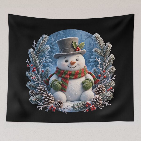 Item preview, Cute Snowman with Top Hat and Scarf in Snow  designed and sold by Deepsleepstudio.