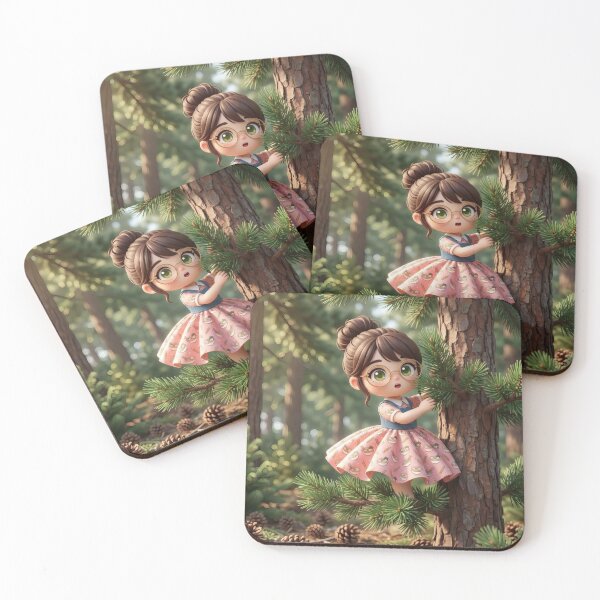Item preview, Cute Girl Pine Tree Forest Art designed and sold by Azurart2.