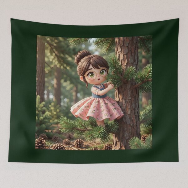 Item preview, Cute Girl Pine Tree Forest Art designed and sold by Azurart2.