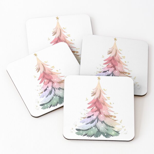 Item preview, Pastel Rainbow Christmas Tree with Golden Fairy Lights designed and sold by Pattern Arbor .