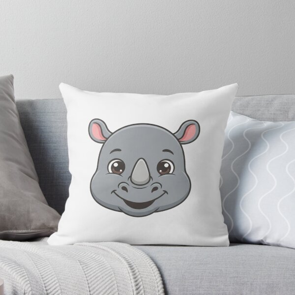 Item preview, Cute Baby Rhino Head Simple 2D Cartoon Style designed and sold by CraftyUniverse.