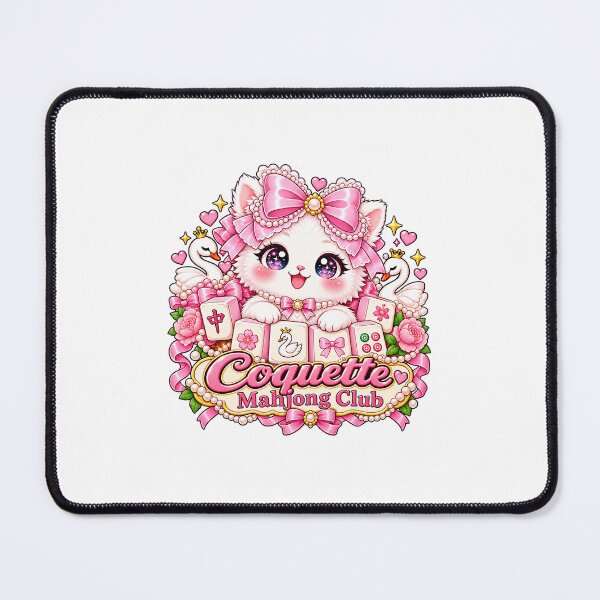 Item preview, Coquette Mahjong Club Pink Bow Cat Swan Tiles Kawaii Aesthetic Sticker designed and sold by fethialtaf.