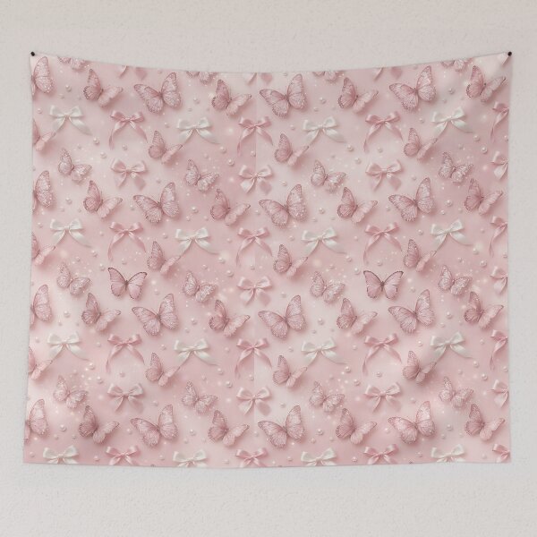 Item preview, Realistic Pink Butterfly Satin Bows Pattern designed and sold by wallpapersarts.