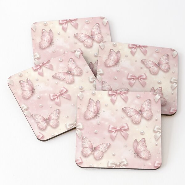 Item preview, Realistic Pink Butterfly Satin Bows Pattern designed and sold by wallpapersarts.