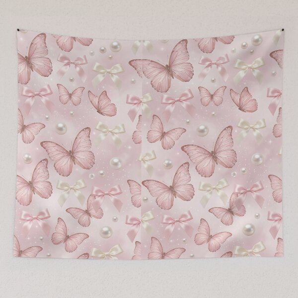 Item preview, Realistic Pink Butterfly Satin Bows Pattern designed and sold by wallpapersarts.