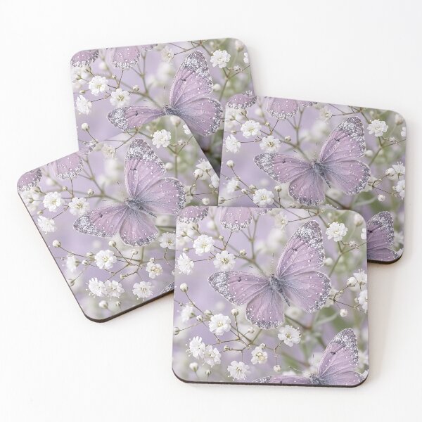 Item preview, Realistic Lilac Butterfly Floral Dew Pattern designed and sold by wallpapersarts.