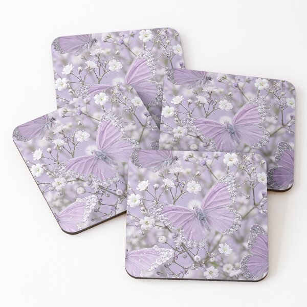 Item preview, Realistic Lilac Butterfly Floral Dew Pattern designed and sold by wallpapersarts.
