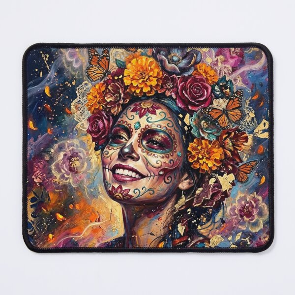 Item preview, Catrina Skull Day of the Dead Flowers Expressionist designed and sold by JonelleTshirts.