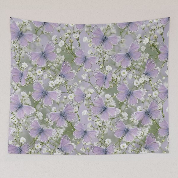 Item preview, Realistic Lilac Butterfly Floral Dew Pattern designed and sold by wallpapersarts.