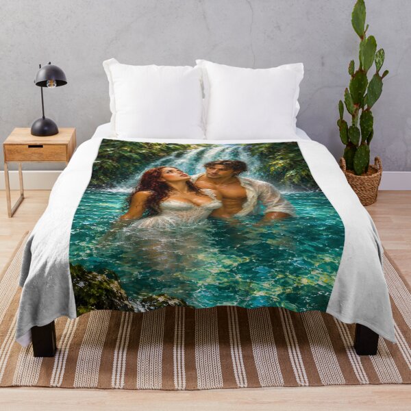 Item preview, Romantic Waterfall Couple Fantasy Art Tropical Love Painting designed and sold by IRON SIREN.