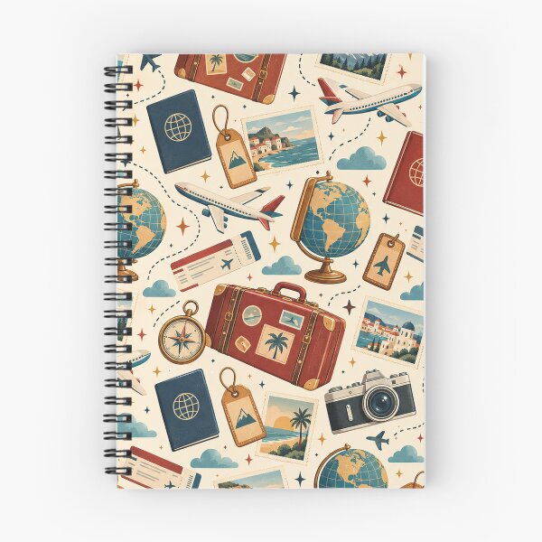Item preview, Vintage Travel Adventure Pattern with Airplanes and Luggage designed and sold by Glottopia.
