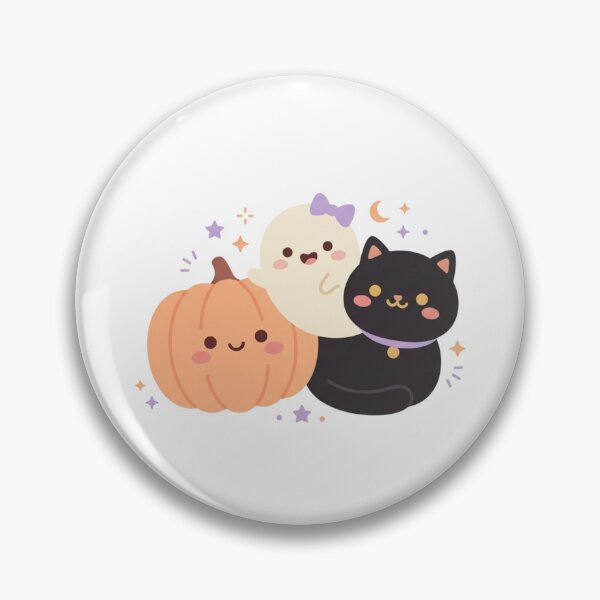 Item preview, Cute Kawaii Halloween Friends - Pumpkin, Ghost, Black Cat designed and sold by ajamzbox.