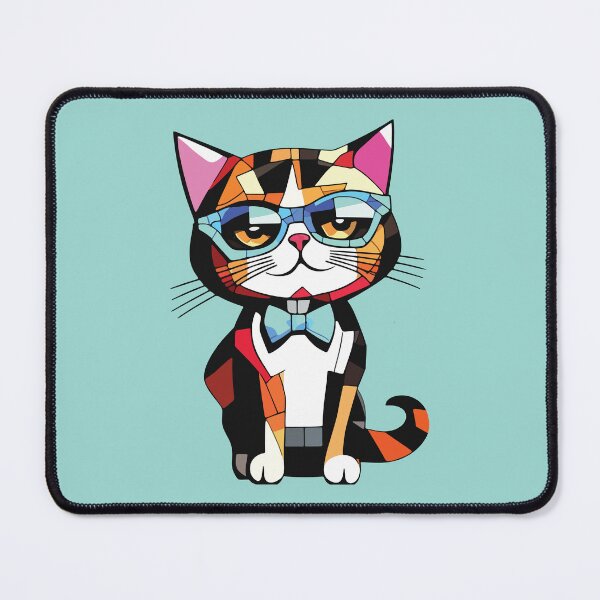 Item preview, Smart Mosaic Professor Cat with Bowtie & Glasses, Feline Art designed and sold by designmari.