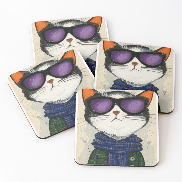 Item preview, Cool Tuxedo Cat With Sunglasses and Plaid Scarf designed and sold by aliyehc.