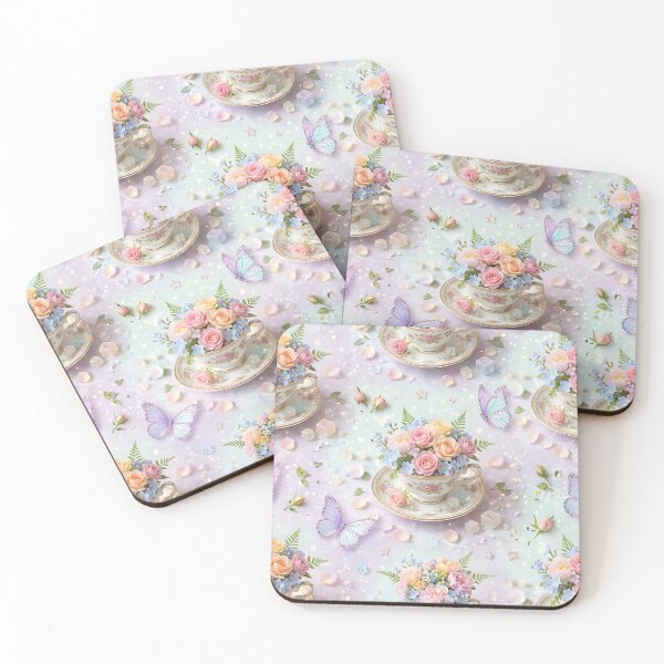 Item preview, Cute Realistic Teacup And Glitter Butterflies designed and sold by wallpapersarts.
