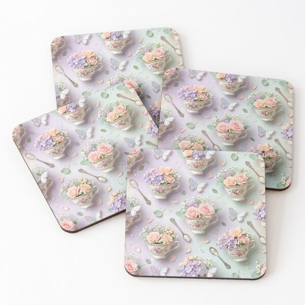 Item preview, Cute Realistic Teacup And Glitter Butterflies designed and sold by wallpapersarts.