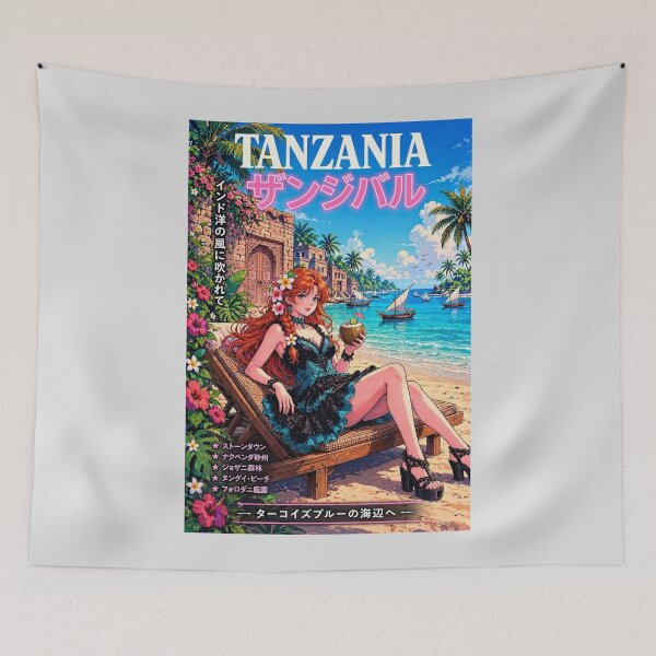 Item preview, Zanzibar, Tanzania — The Red-Haired Witch of the Turquoise Shores. designed and sold by DibujandoPorfa.