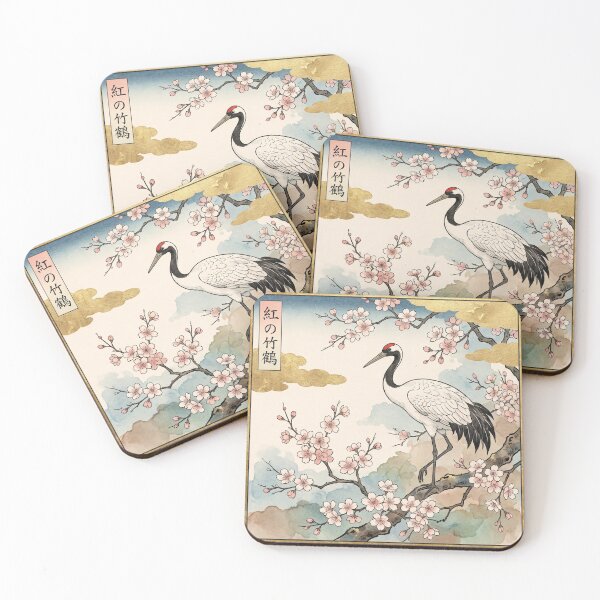 Item preview, Japanese Crane and Cherry Blossoms Kachoga Art designed and sold by ArtfulAlchemy1.