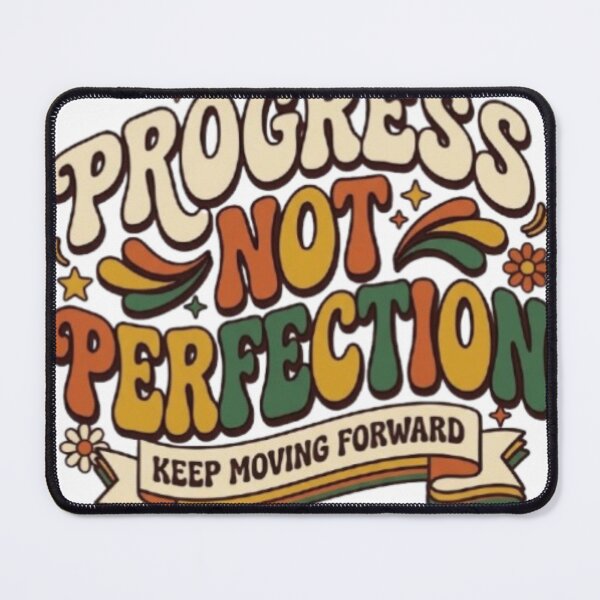 Item preview, Retro Progress Not Perfection Motivational Quote designed and sold by abdoreds.